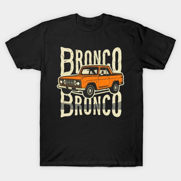 1987-1991 Ford Bronco w/Tires retro and vintage T-Shirt by Aldrvnd